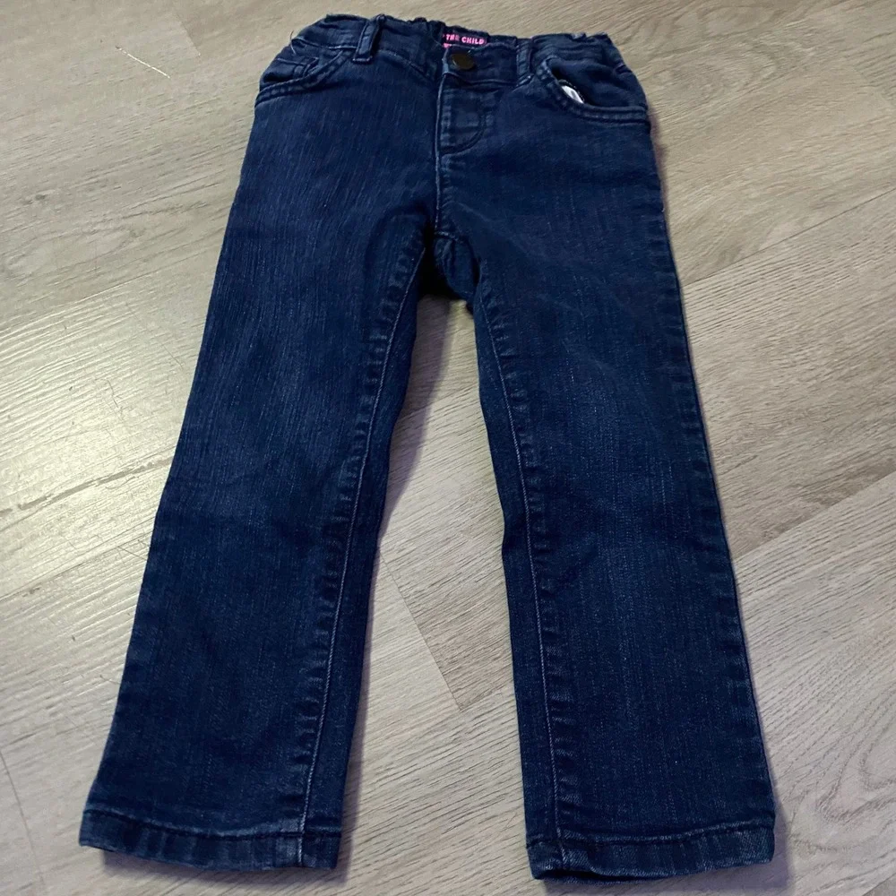 The Childrens Place Skinny Jeans Kid 3T Dark Blue Denim Stretch Adjustable Waist